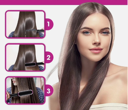 ✨ Plancha de Pelo 2 en 1 – Cepillo Alisador y Rizador Profesional