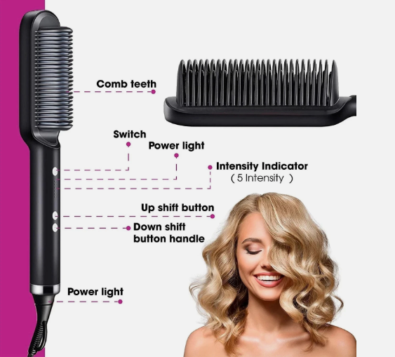 ✨ Plancha de Pelo 2 en 1 – Cepillo Alisador y Rizador Profesional