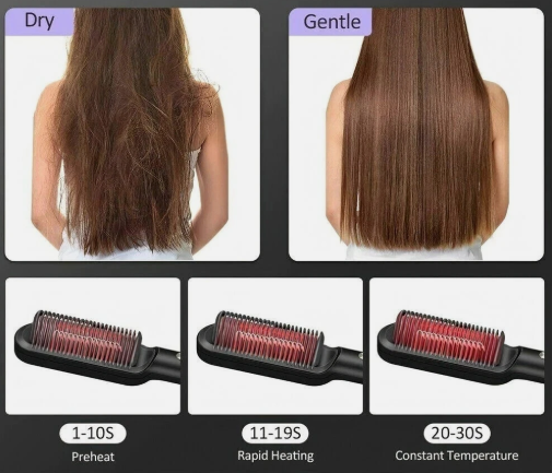 ✨ Plancha de Pelo 2 en 1 – Cepillo Alisador y Rizador Profesional