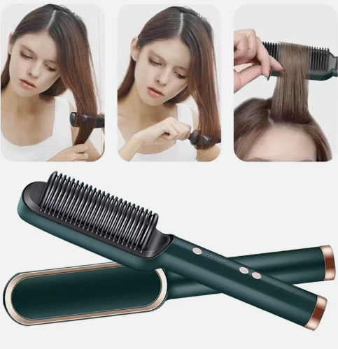 ✨ Plancha de Pelo 2 en 1 – Cepillo Alisador y Rizador Profesional