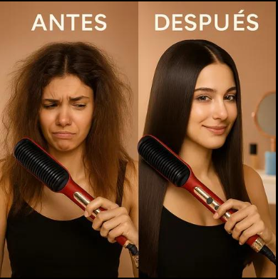 ✨ Plancha de Pelo 2 en 1 – Cepillo Alisador y Rizador Profesional