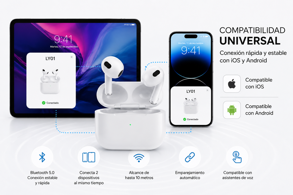 🎧 AirPods LY01™ Tercera Generación | Sonido Premium, Conexión Instantánea y Libertad Total