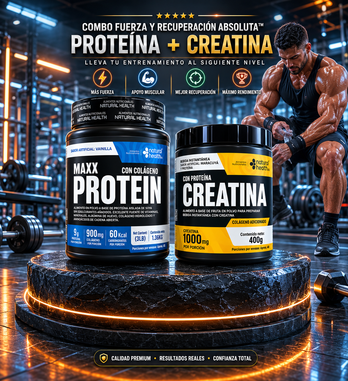 💪 Combo 2 en 1 Proteína + Creatina | Fuerza y Recuperación en un Solo Pack