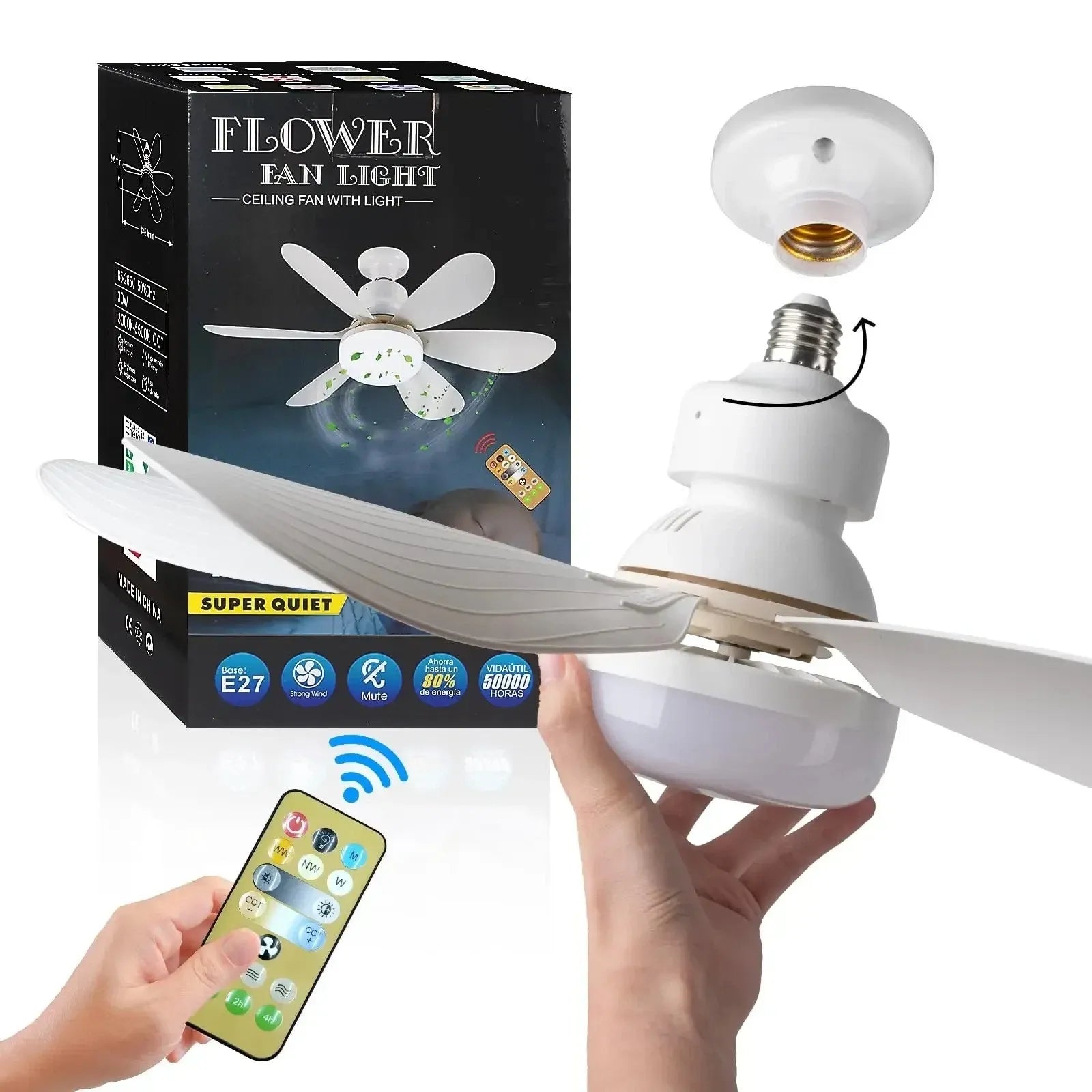 VENTILADOR DE TECHO LED 2 EN 1 CON CONTROL REMOTO