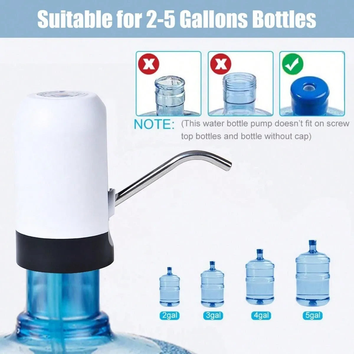 Bomba Dispensadora de Agua Eléctrica Recargable USB